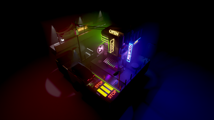 3D аксонометрия (фантастика, киберпанк)