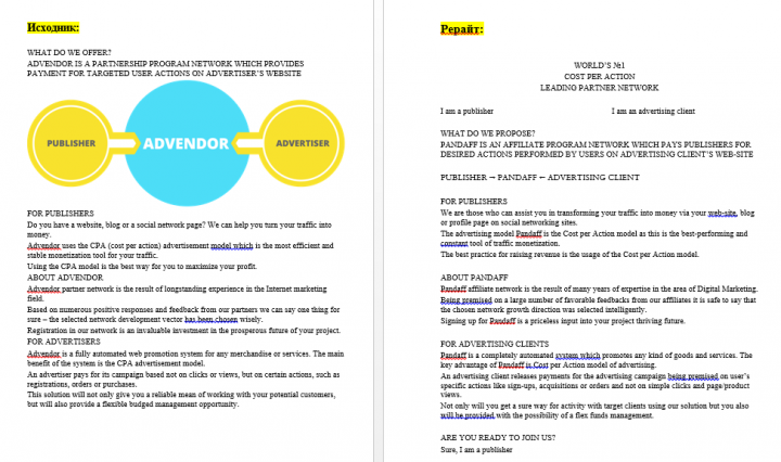 Рерайт на английском