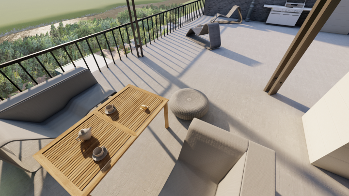 Дизайн эксплуатируемой кровли жилого дома