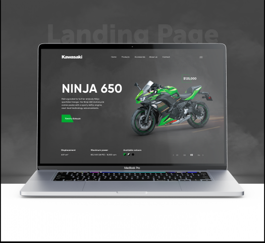 Первый экран для сайта Kawasaki
