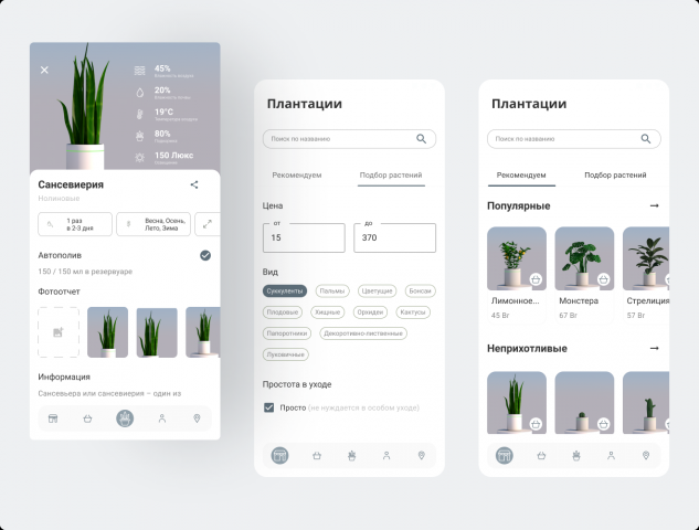 Дизайн приложения для заботы о растениях