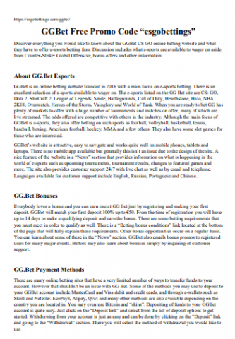 GGBet Free Promo Code “csgobettings”