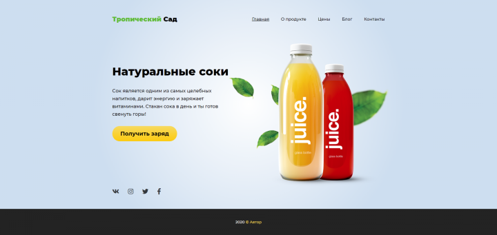 Натуральные соки Landing Page