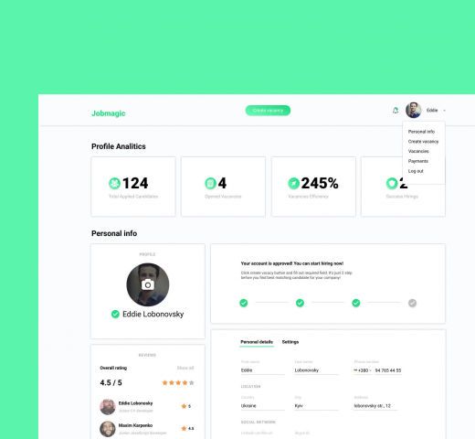 Личный кабинет рекрутера на платформе поиска работы