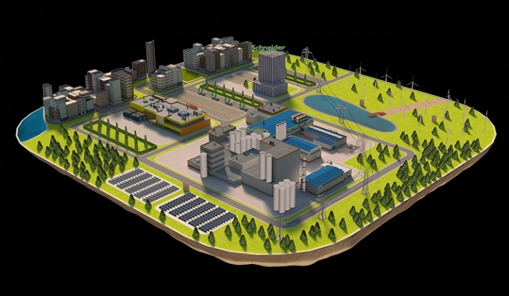 Разработка 3D-модели электростанции для Schneider Electric
