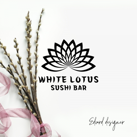 Логотип для суши бара "Белый лотос"