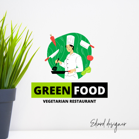 Логотип вегетарианского ресторана "Green Food"