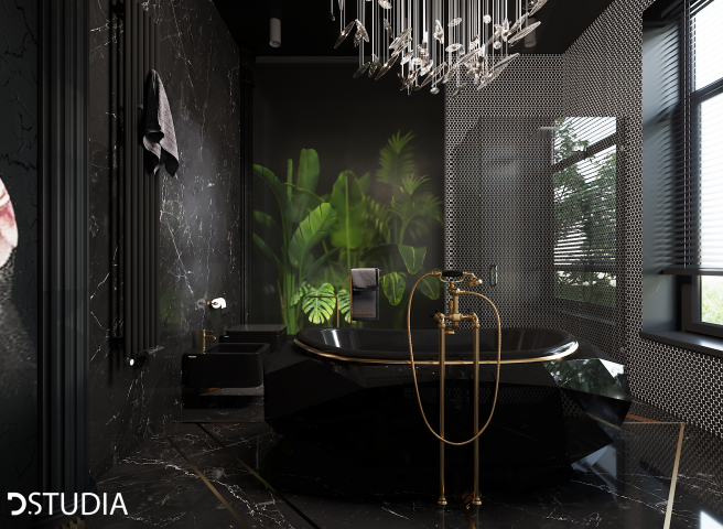 Санузел из дизайн проекта дома в Москве