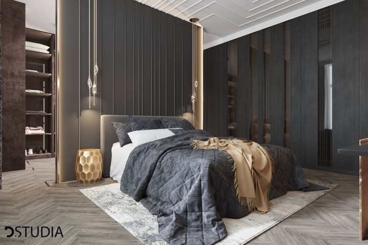 Спальня из дизайн проекта дома в Москве