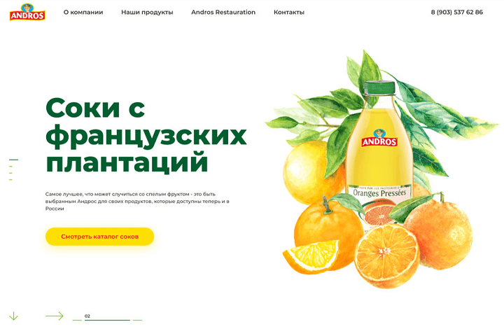 Вёрстка сайта производителя соков