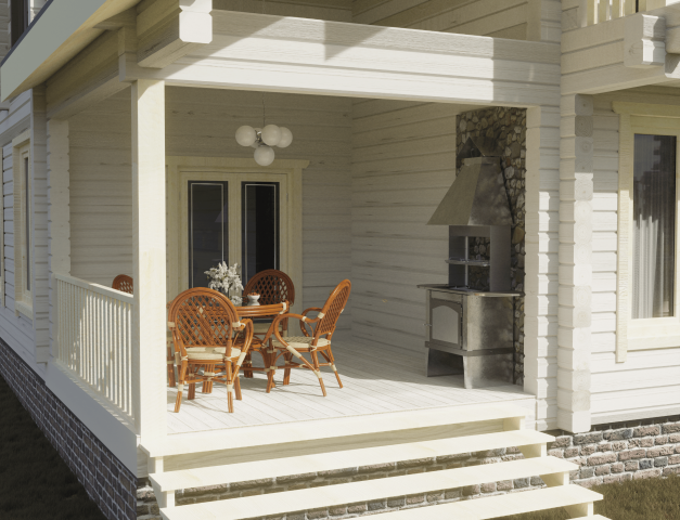 веранда частного дома - вид дневной