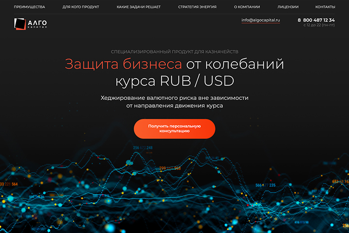 Landing Page "Защита бизнеса от колебаний курса"