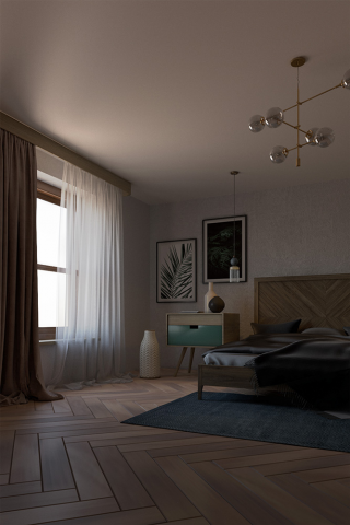 Интерьер уютной спальной комнаты