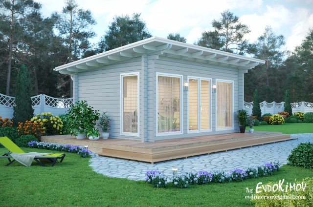 Визуализация деревянного котеджа