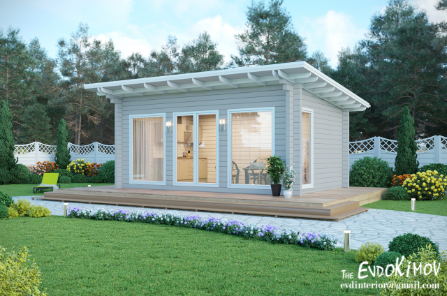 Визуализация деревянного котеджа