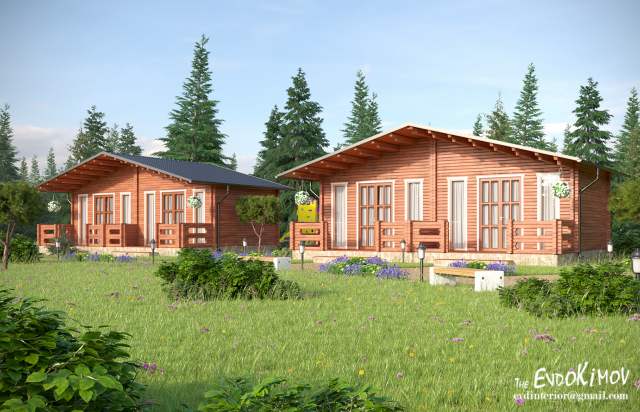 Визуализация деревянного котеджа