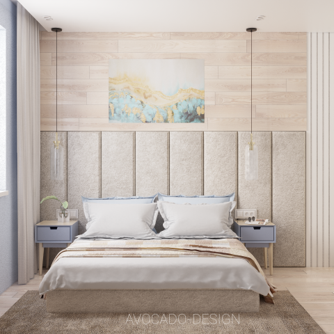 Спальня в частном доме с консольным столиком