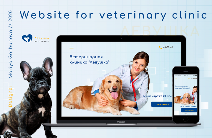 Разработка дизайна сайта для ветеринарной клиники "Левушка"