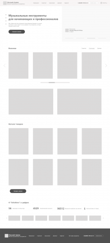 Прототип сайта музыкального магазина (главная страница)