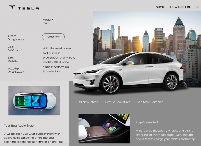 Redesign Landing Page Tesla