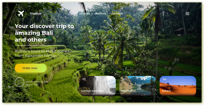 Website Discover trip to amazing Bali