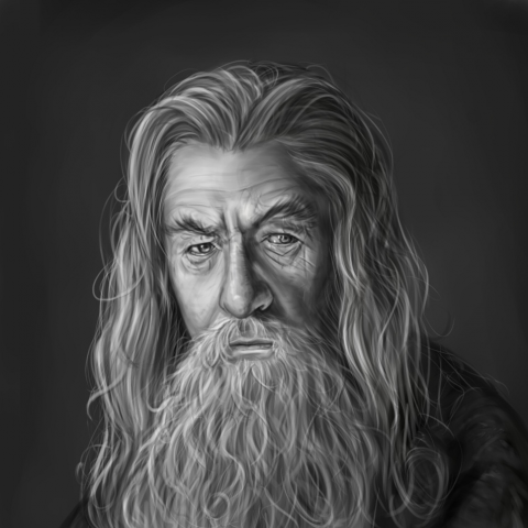 Черно-белый реалистичный портрет.