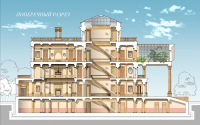 разрез жилого дома (AutoCad+photoshop)
