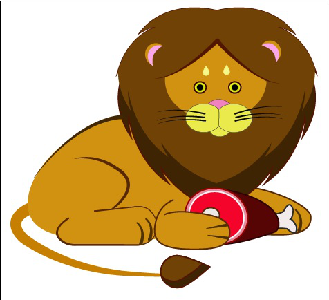 Лев с мясом векторный рисунок