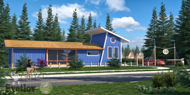 Моделирование и визуализация въездной группы для поселка.