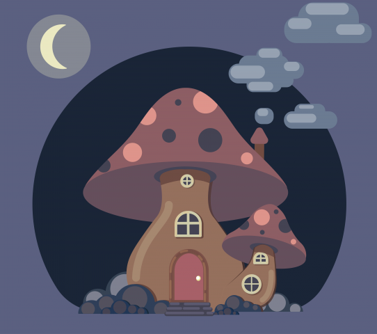 Гриб в стиле flat