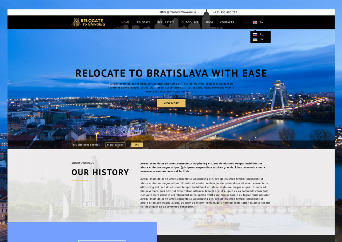 Сайт визитка Компании недвижимости