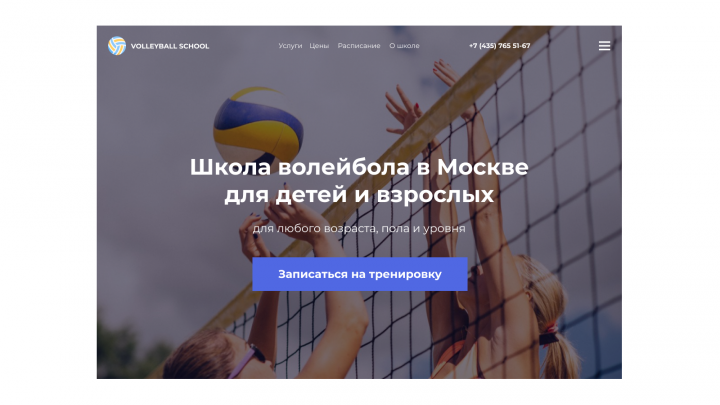 Дизайн сайта для школы по волейболу