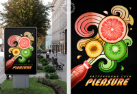 Рекламный плакат для соков "Pleasure"