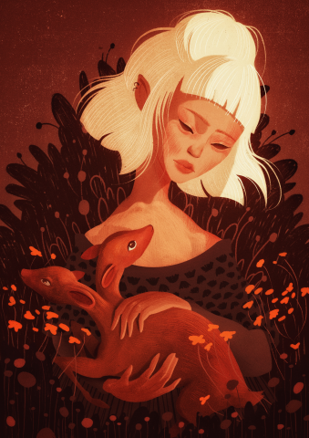 Девушка и олень