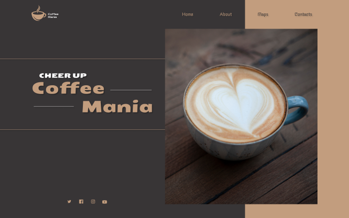 First screen of the site (concept) for Coffee house