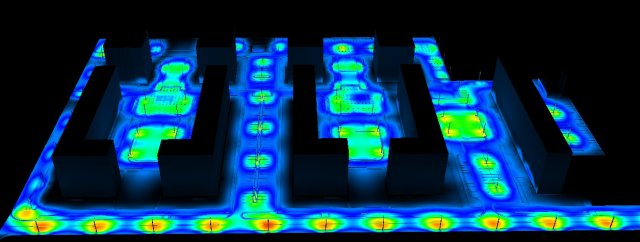 Наружного освещения жилого комплекса. Фиктивные цвета