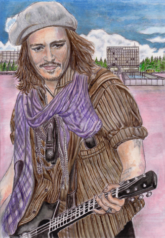 Джонни Депп. Акварель.