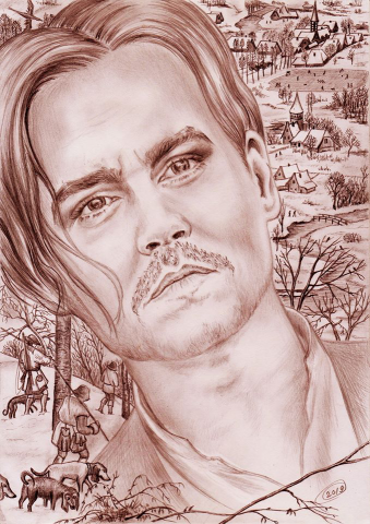 Джонни Депп. Рисунок карандашом.