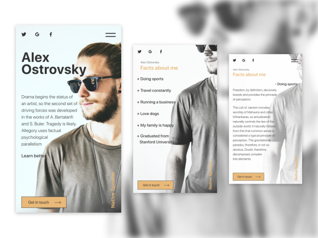 About page Mobile version