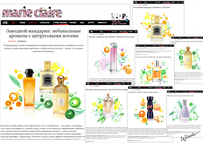 Коллажи и иллюстрации для сайта Marie Claire