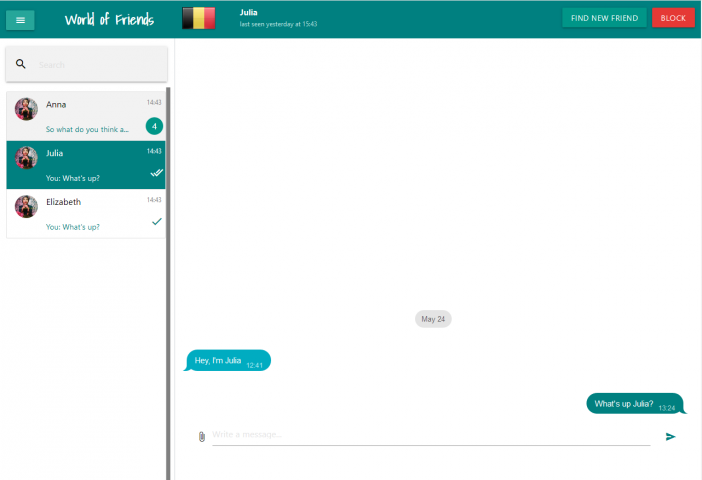 Чат знакомств "World of Friends"