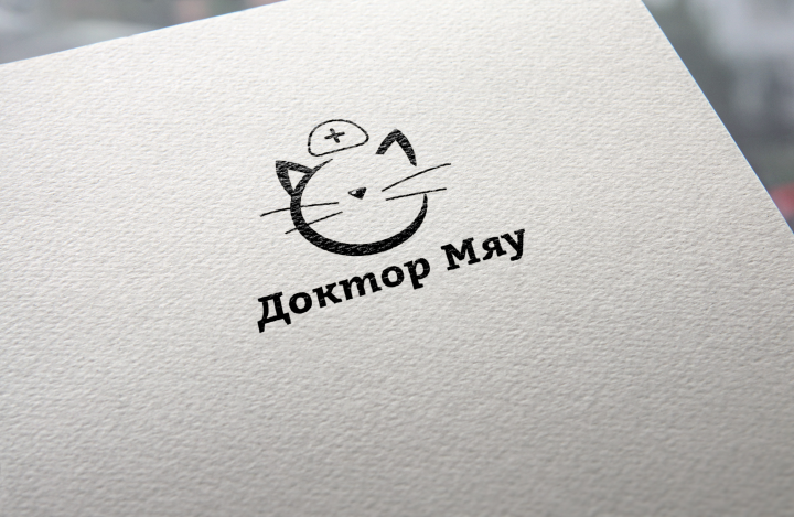 Логотип для ветеринарной клиники "Доктор Мяу"