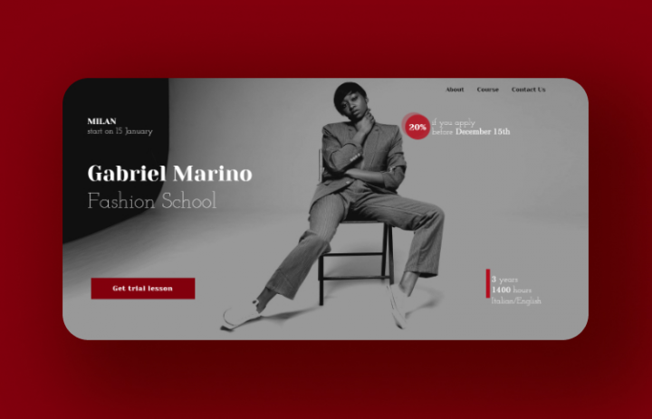 Fashion school. Landing page on Tilda.