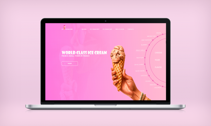 Главный экран сайта для магазина IceCream