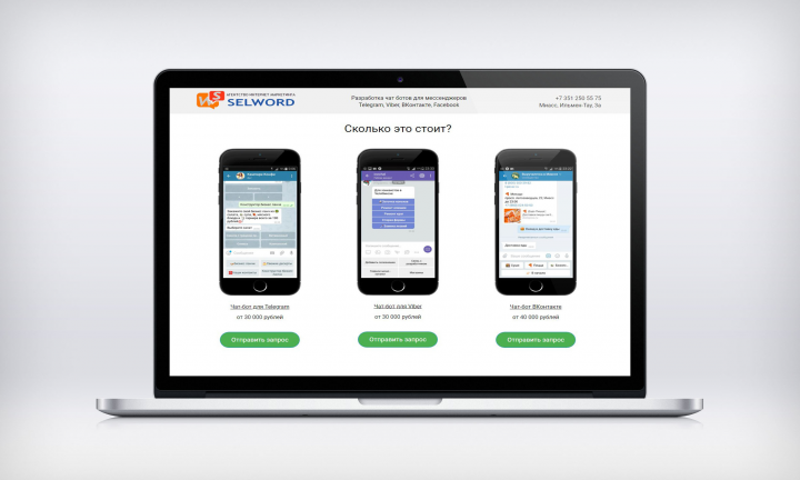 Сайт компании-разработчика чат-ботов