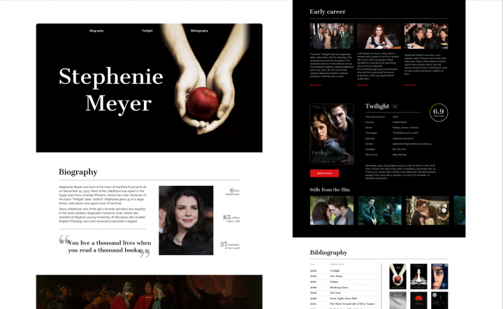 Concept of website for writer