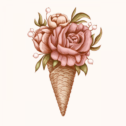 Рожок с пионами