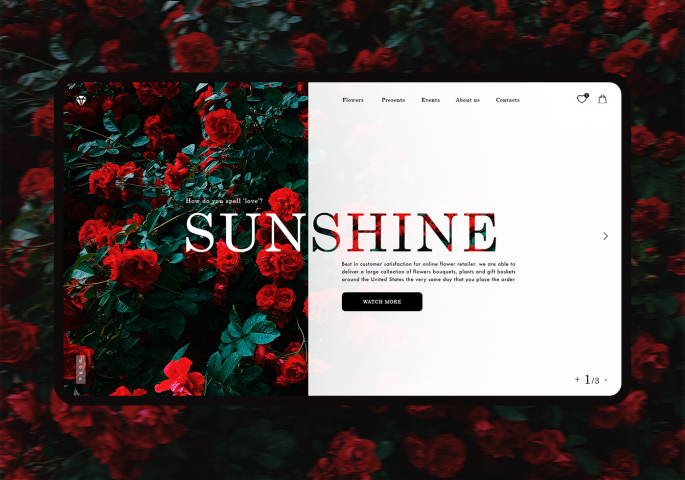 Концепт первого экрана магазина цветов | "Sunshine"