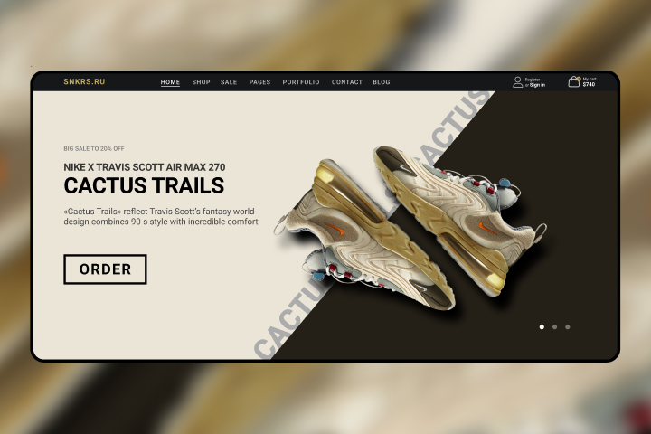 Дизайн сайта продажи кроссовок