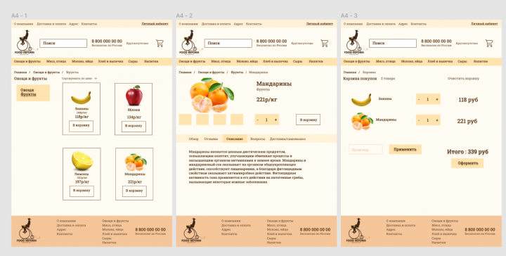 Дизайн сайта для доставки продуктов